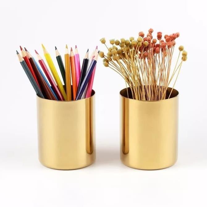 

Gold Stainless Vase Pen Brush Holder Vas Emas Home Decoration Terlaris