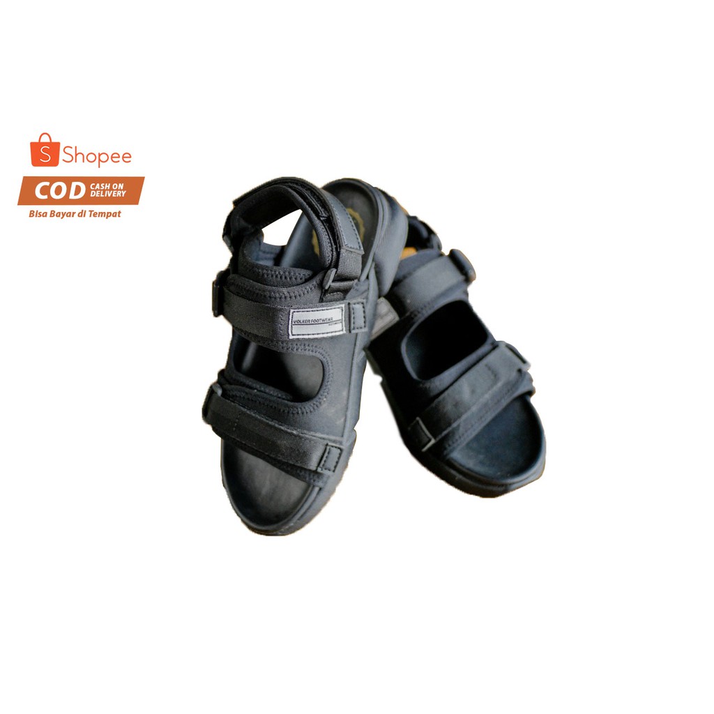 sandal kasual wanita sandal gunung wanita volkerfootwear mest straf 2 fullblack