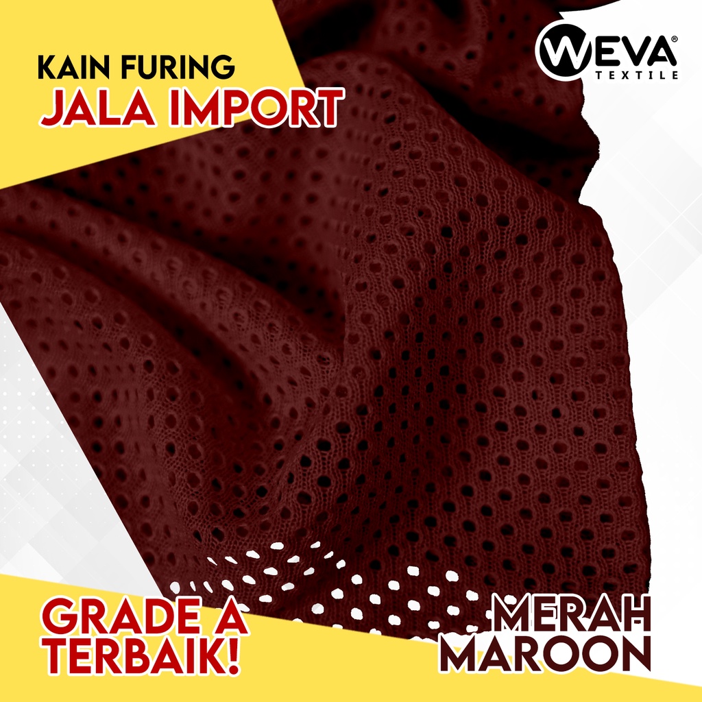 Bahan Kain Jala Kain Mesh Jaring Dalaman Jaket Merah Maroon