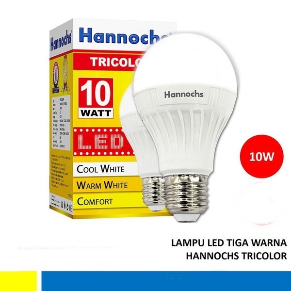 Hannochs Bola Lampu LED Tricolor 10 watt 3 Warna Cahaya