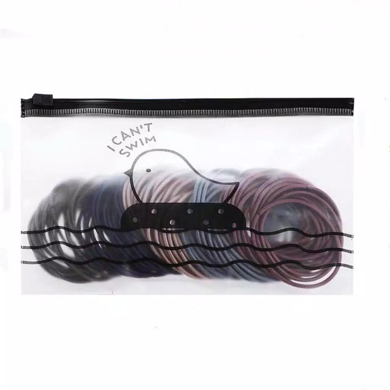 Karet rambut jepang pouch isi 100 pcs/ikat rambut import murah