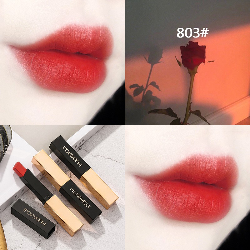 Lipstik Hudamoji 6 color waterproof lasting sexy red lipstick nude matte lipstick makeup matte