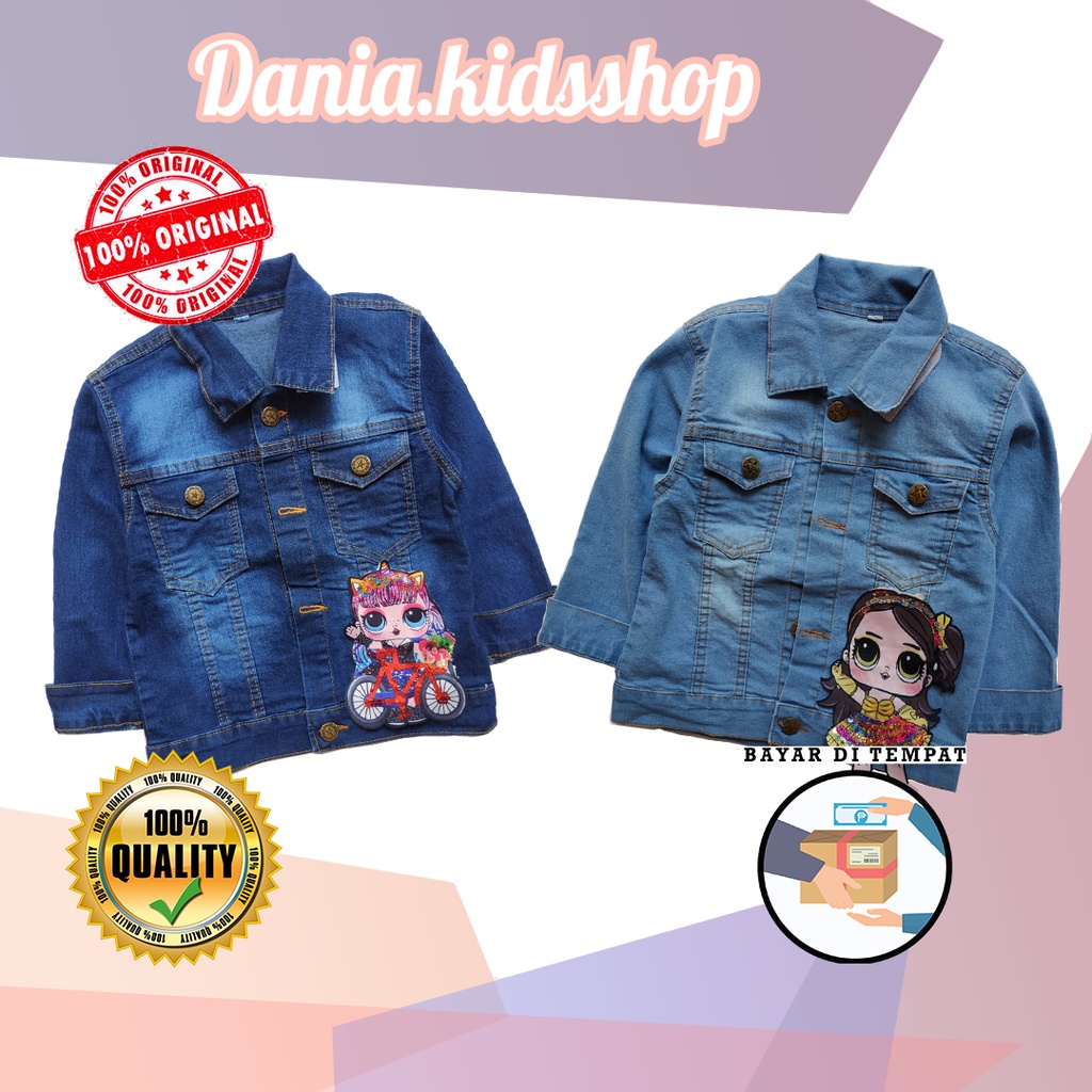 Jaket jacket jeans jean anak perempuan pakaian fashion cewek prempuan untuk bayi 1 2 3 4 5 6 7 8 9 1