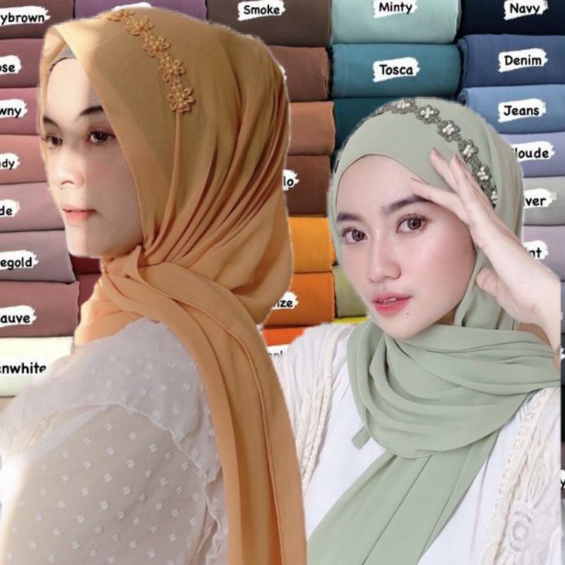 HIJAB INSTAN,KHIMAR JUMBO,JILBAB MURAH PASHMINA PAYET MUTIARA DIAMOND / PASHMINA PAYET TALI