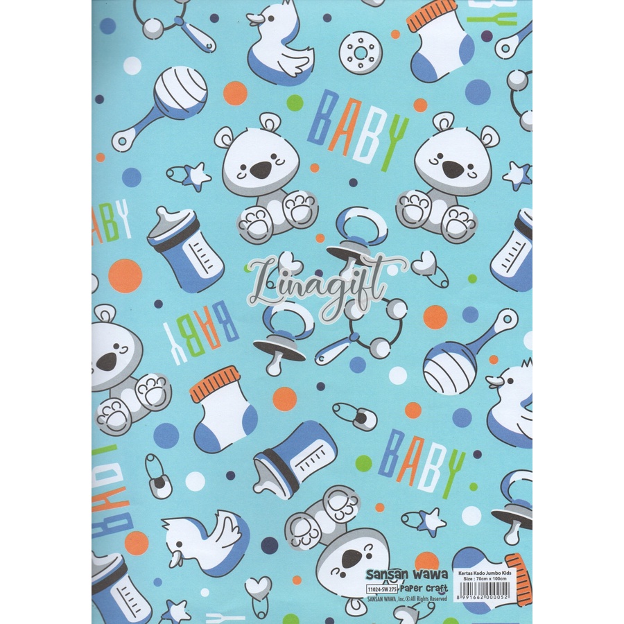 ( 5 Lembar ) JUMBO BABY - KERTAS KADO SANWA - GIFT WRAPPING PAPER SANSAN WAWA BABY BOY GIRL BAYI NEWBORN LAHIR BIRTHDAY