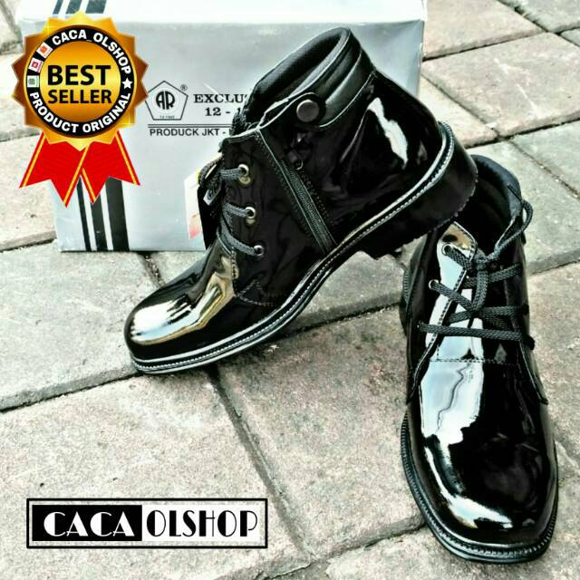 AR Exclusive Sepatu PDH Perwira Original 1912s Tali Dobel Sleting TNI POLRI Satpam Security Kulit