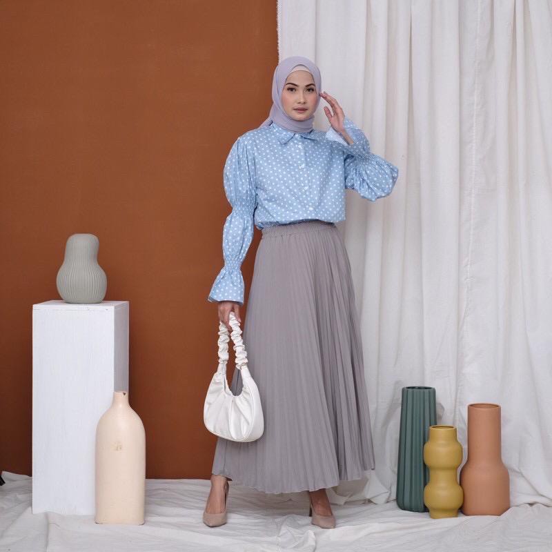 SILVER -Rok Plisket Premium / Rok Mayung Bahan Hyget Grade A / Shalch Trendy