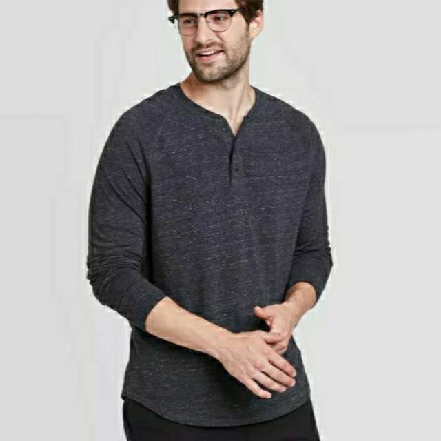 kaos goodfellow & co Grey Henley Long Slevee Shirt Original