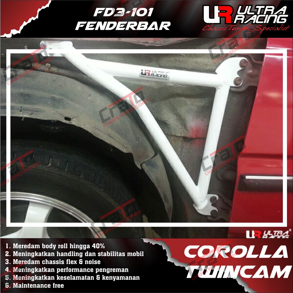 Aksesoris Stabiliser ULTRA RACING Safety Bar - Fenderbar 3 Points - Toyota Corolla Twincam AE92 - FD