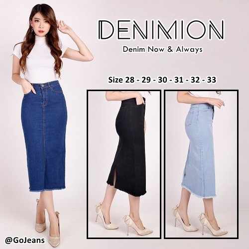 Rok Jeans Stretch Rok Rawis 7/9 Rok Denim Wanita / Rok Panjang / Rok Jeans Rawis / Rok Panjang Rawis
