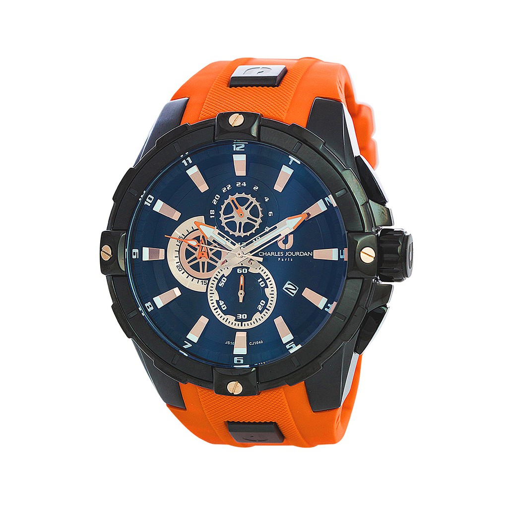 [ORIGINAL] Charles Jourdan CJ1040-1722C - Jam Tangan Pria - Orange Black