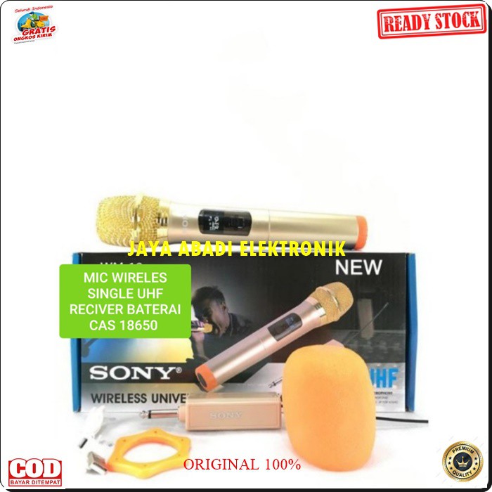 G492 SONY MIC WIRELESS MICROPHONE CAS CASAN BATERAI CHARGER UHF MIK KARAOKE Mic single pro vocal vokal suara audio sistem mik professional panggung dj studio sound system G492  Deskripsi Mic wireless Sony 1 pcs mic pegang 1 pcs transmitter/receiver 1 pcs