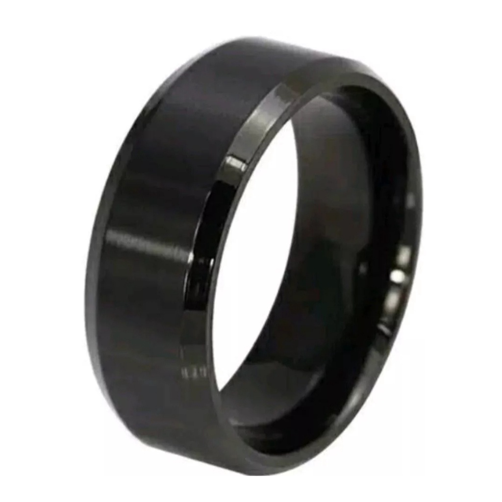 Cincin Titanium Asli Tidak Luntur Warna Hitam Polos Kecil Untuk Wanita Dan Pria Model Klasik Simpel Anti Karat