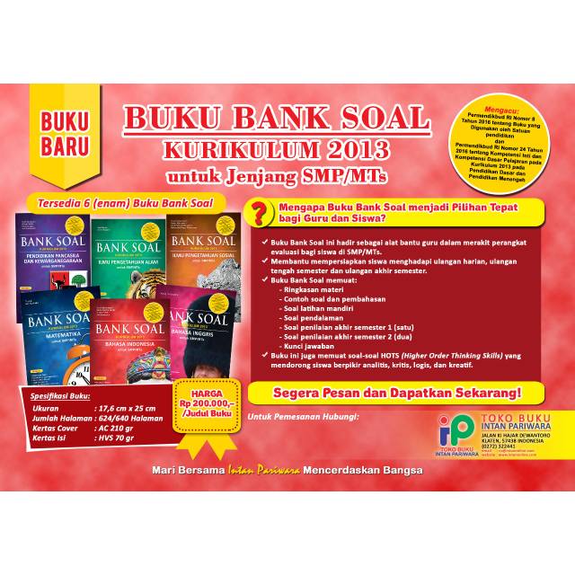 Buku Bank Soal Smp Mts Intan Pariwara Kurikulum 2013 Shopee Indonesia