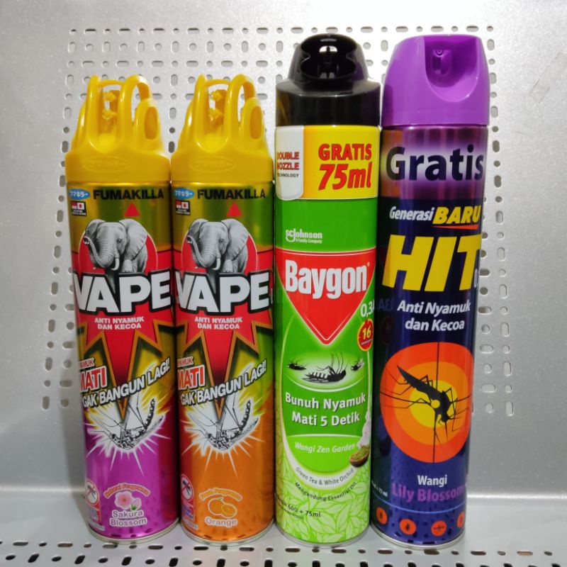 Obat nyamuk VAPE spray 600ml / vape semprot 600ml. / Hit semprot 600ml + 75ml / Baygon 600ml + 75ml