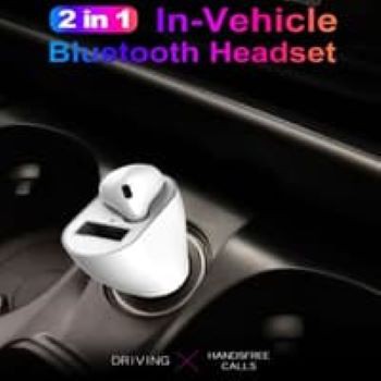 Car Charger Earphone bluetooth 2 in 1 in-Vehicle Wireless Headset