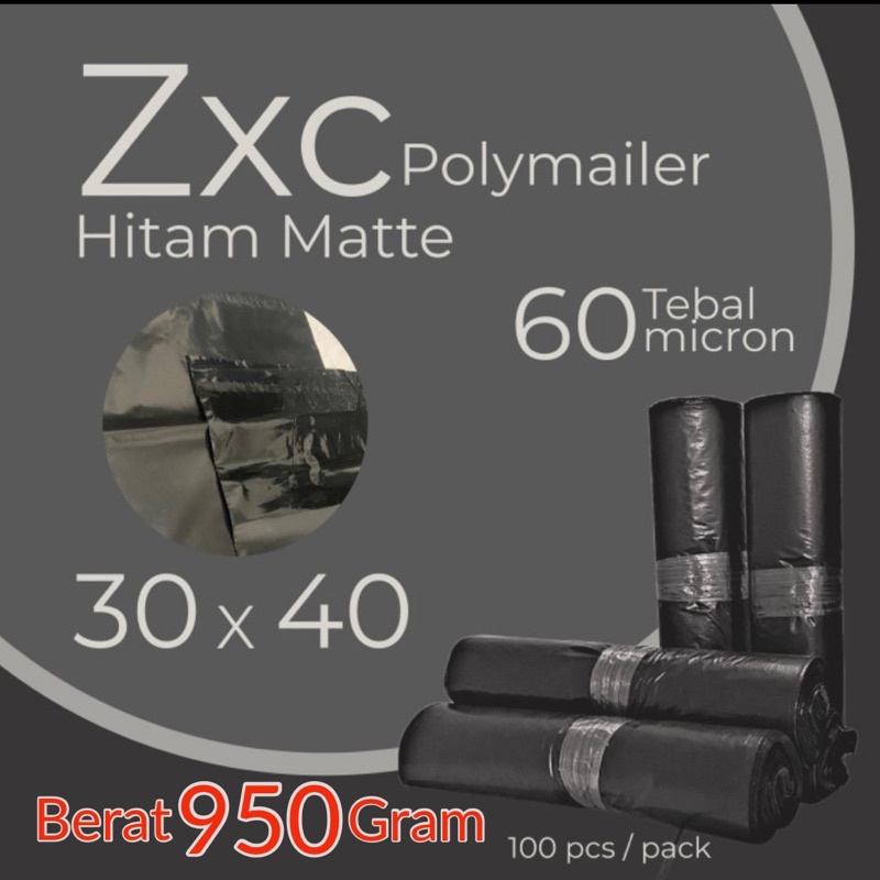 

ZXC Polymailer 30x40 Hitam Matte Doff Plastik Packing Lem Seal Online 100 Pcs