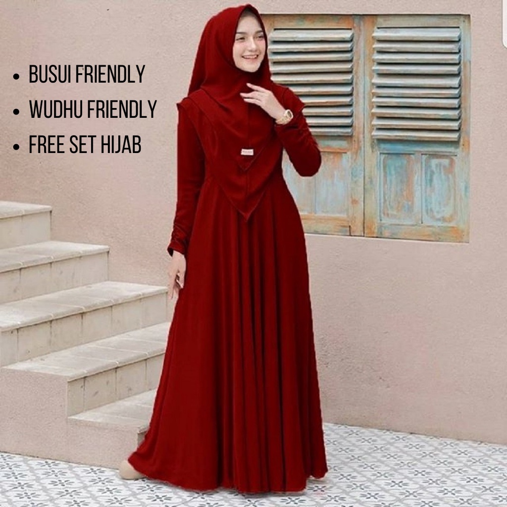 GAMIS POLOS JUMBO MAYRA SYARI /BAJU MUSLIM WANITA MODIS & TRENDY / JUMBO / FREE SET HIJAB