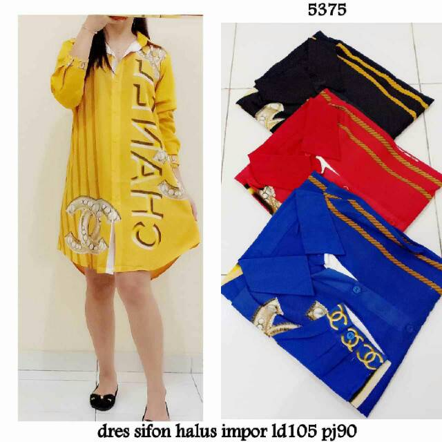 Dress Tunik Chanel Sifon Halus Import