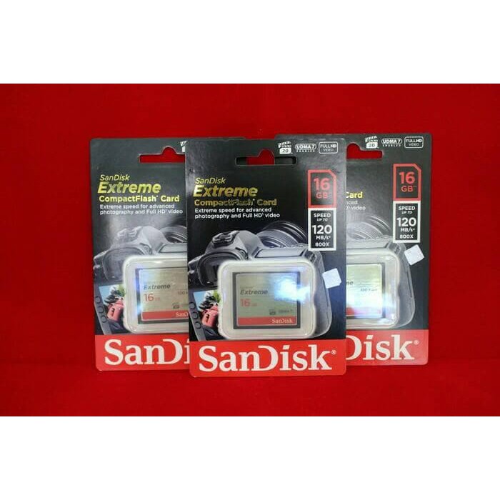 Bagus Memory Sandisk Extreme Compact Flash Card (Cf) 16Gb Speed 120Mb/S Bagus