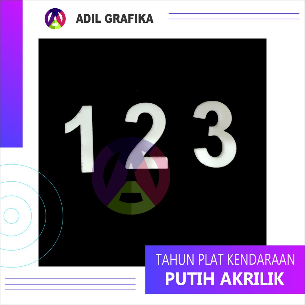 Angka Nomor Tahun Plat Kendaraan/Mobil - Akrilik Putih