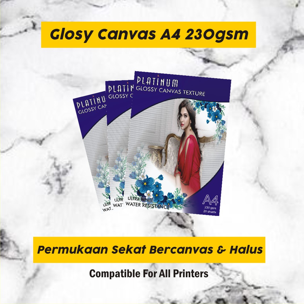 

Platinum Glossy Canvas Paper Texture Ultra White 230gsm