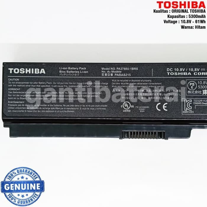 Original Baterai Toshiba Portege T110 T115 T130 T135 T110D PA3780