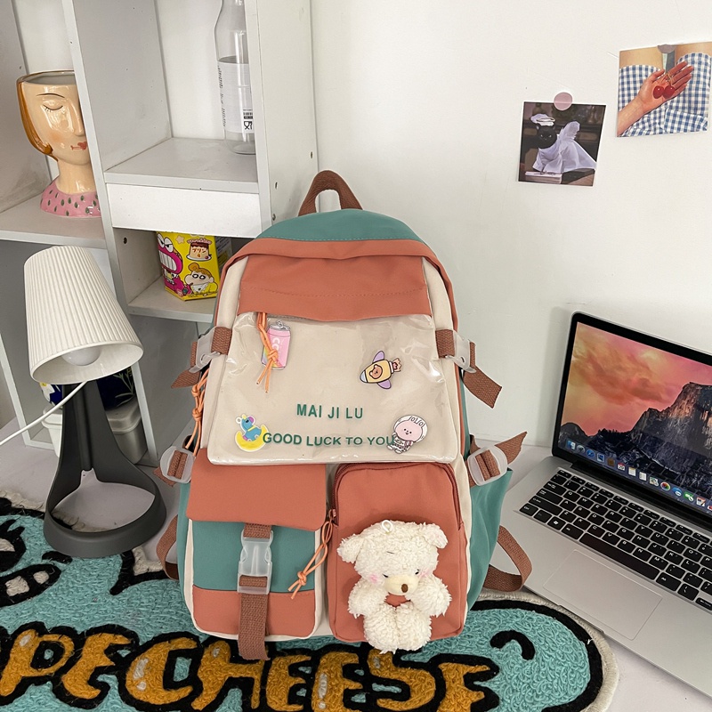 TFT AX200312 92972 AX972 T49 B2431 C1098 DJT7038 R6858 (1 KG MUAT 2) Tas Ransel Wanita Nylon Nilon import terbaru Ready Warna Biru cantik lucu