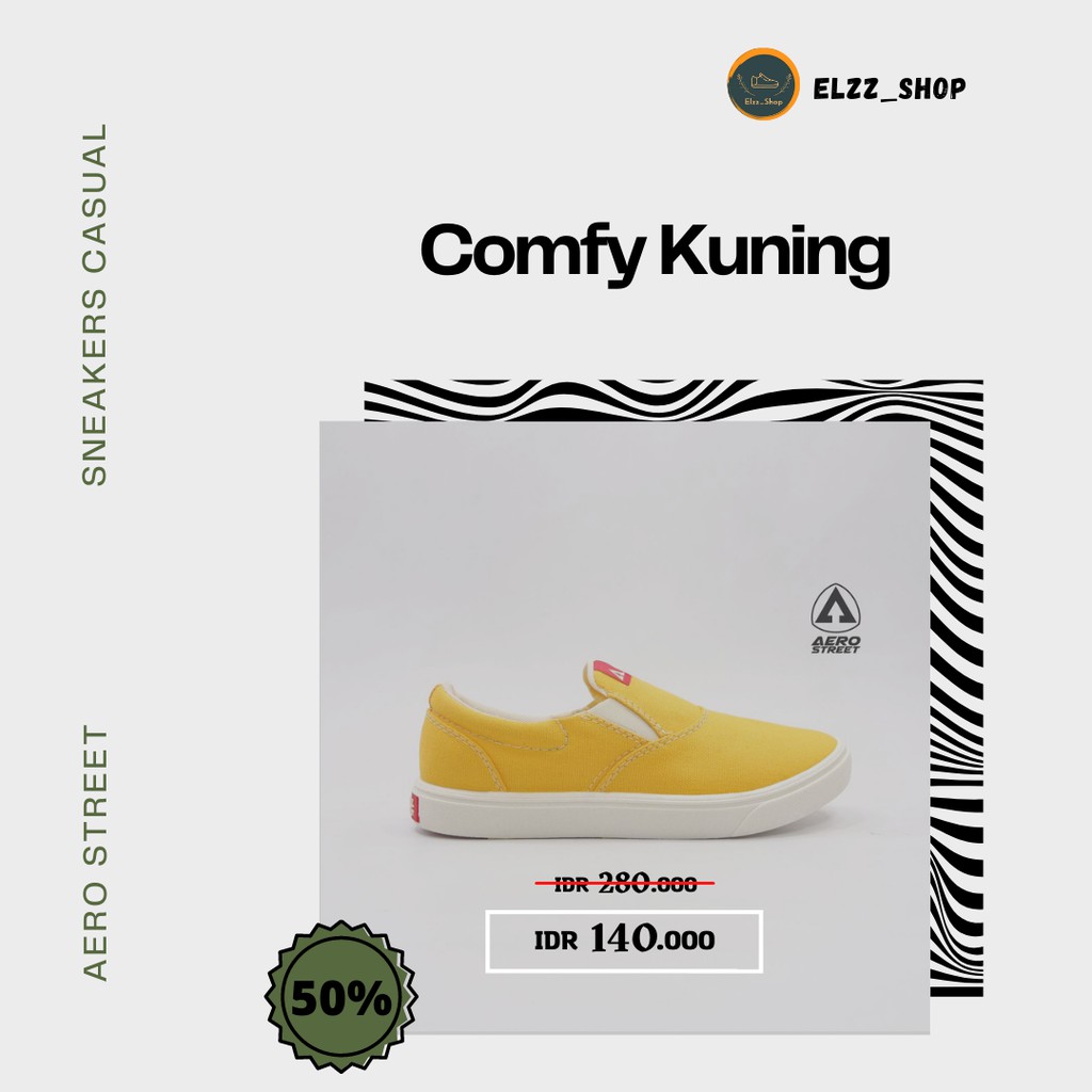 Comfy Kuning - Sepatu Slip On Slop Casual Sneaker Pria Wanita