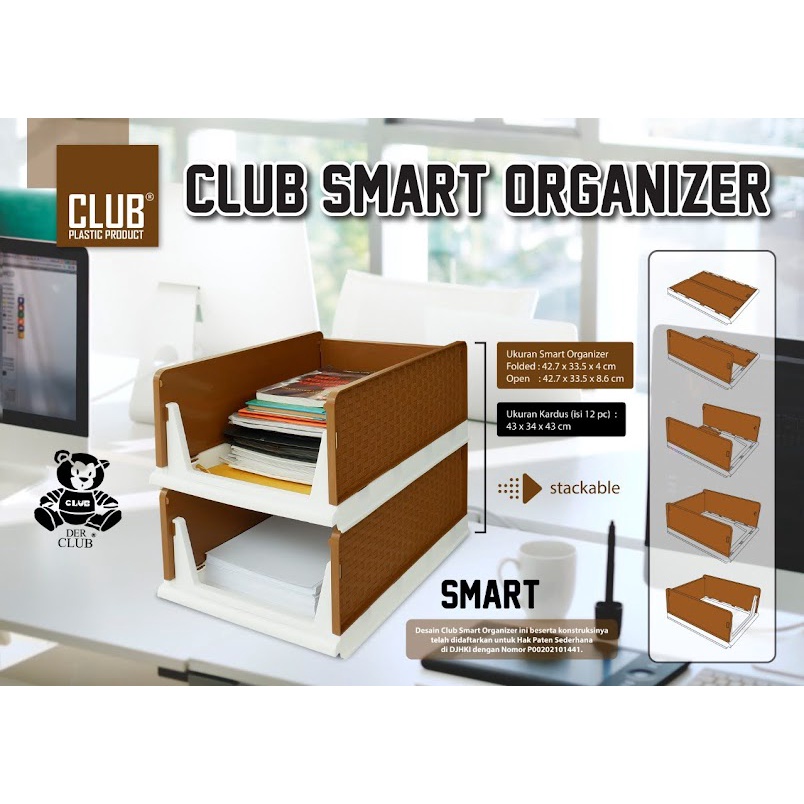 Rak Serbaguna Smart Organizer Club Tempat Penyimpanan Dokumen Rak Buku Rak Baju Box Container Lipat