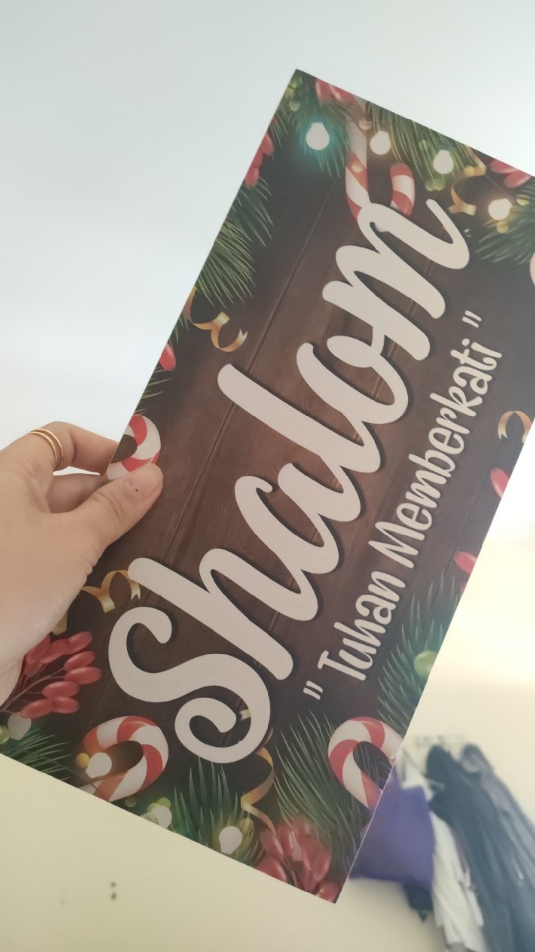 Hiasan Dinding Rohani Shalom Walldecor Nasrani Kristen Katolik Poster Kayu Salam Shalom