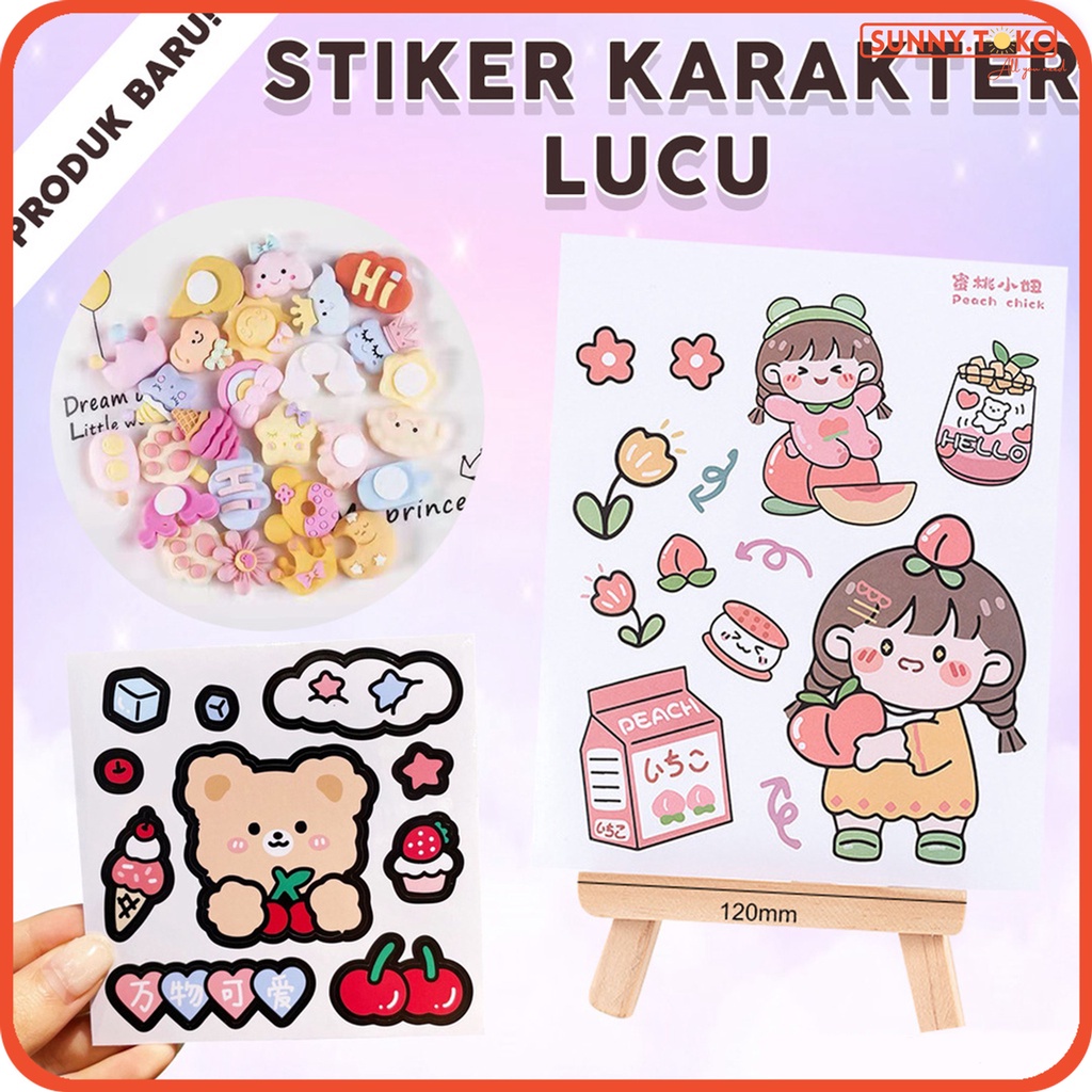 Random Sticker Lucu Aesthtic Cute Botol Air Minum Anak Sticker Laptop Stiker Diary HP botol minum