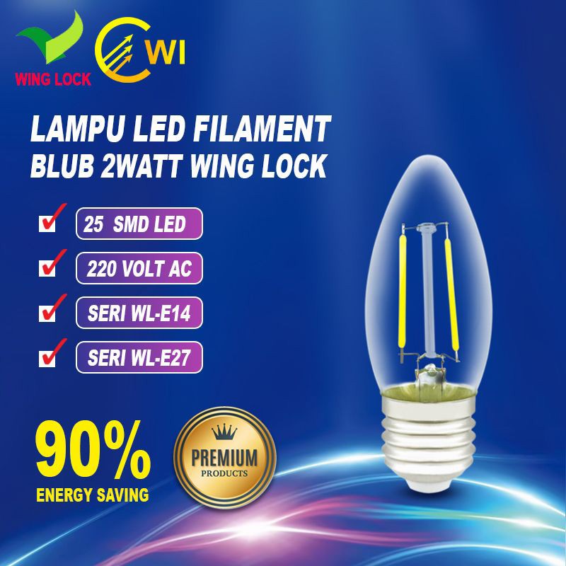 Lampu Filament 4 Watt LED E27 / Edison Bulb 4W Wing Lock WL35