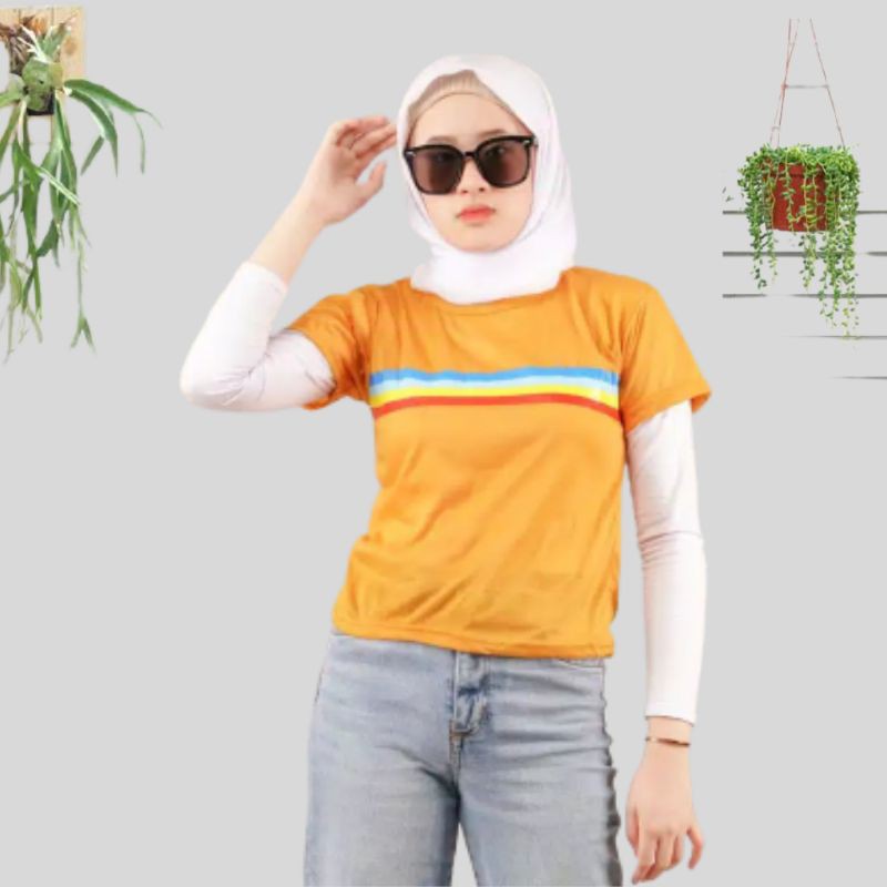 6dayshop Tshirt Pelangi FRENLY Tee Baju Kaos Fashion Wanita pakaian Cewek Kekinian Shopee Haul Gaul