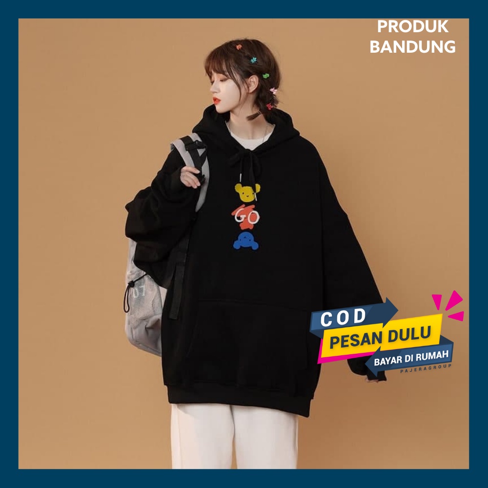 Hoodie h&m wanita Korean style hodie oversize hitam jaket Korea pria