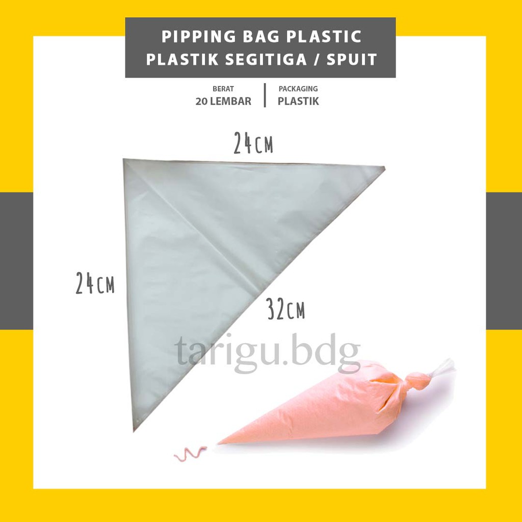 PLASTIK SEGITIGA 20 LEMBAR - BUTTERCREAM PLASTIK PIPING BAG - CONTONG PLASTIK SPUIT PAPPING BAG