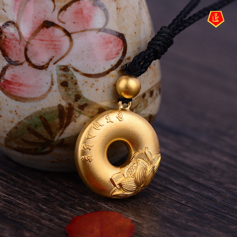 [Ready Stock]Ancient Rhyme Gold Six Words Mantra Lotus Safety Buckle Pendant