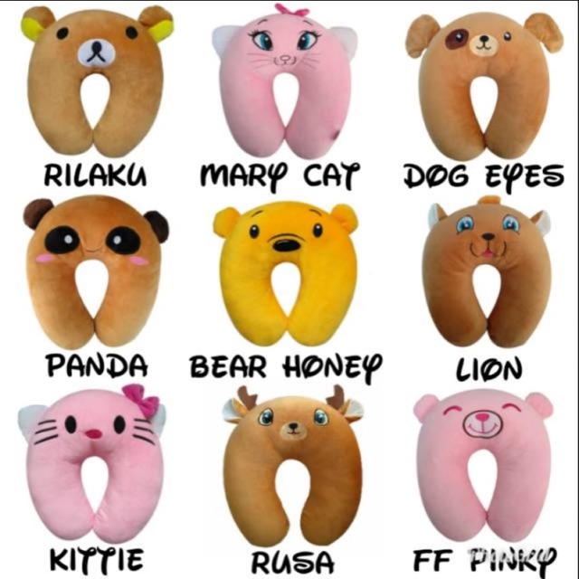 Bantal leher lucu karakter binatang animal, cat, dog, bear, panda, lion, rusa, ff bear murah meriah