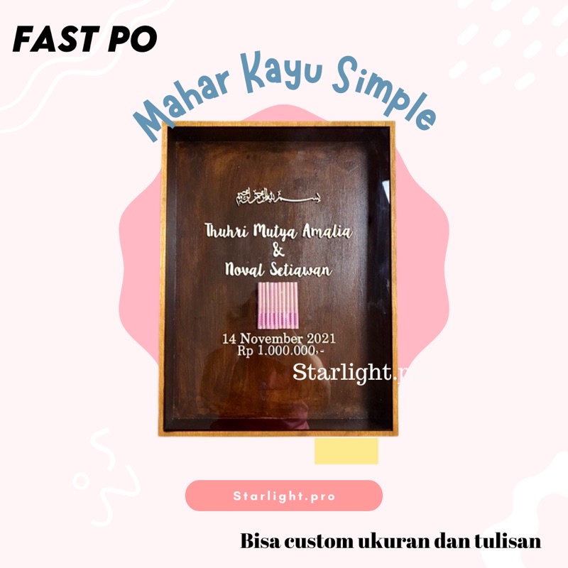 MAHAR PERNIKAHAN KAYU WAYANG / MAHAR AKRILIK CUSTOM pigura pigora mahar custom mahar