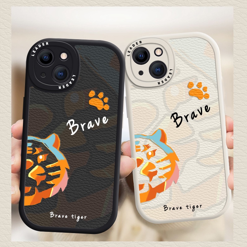 Soft Case Motif Graffiti Harimau Brave Warna Kontras Untuk iPhone 6 / 7 / 8 Plus / X / XR / Xs Max 13 / 11 Pro Max