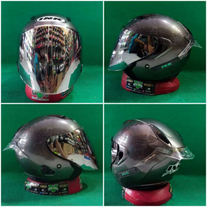 INK HELM METRO 2 SOLID GUNMENTAL PAKET GANTENG VISOR IRIDIUM+SPOILER