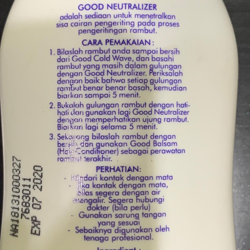 Good Neutralizer / Netralisir 120ml   Step 2 Obat Keriting Rambut