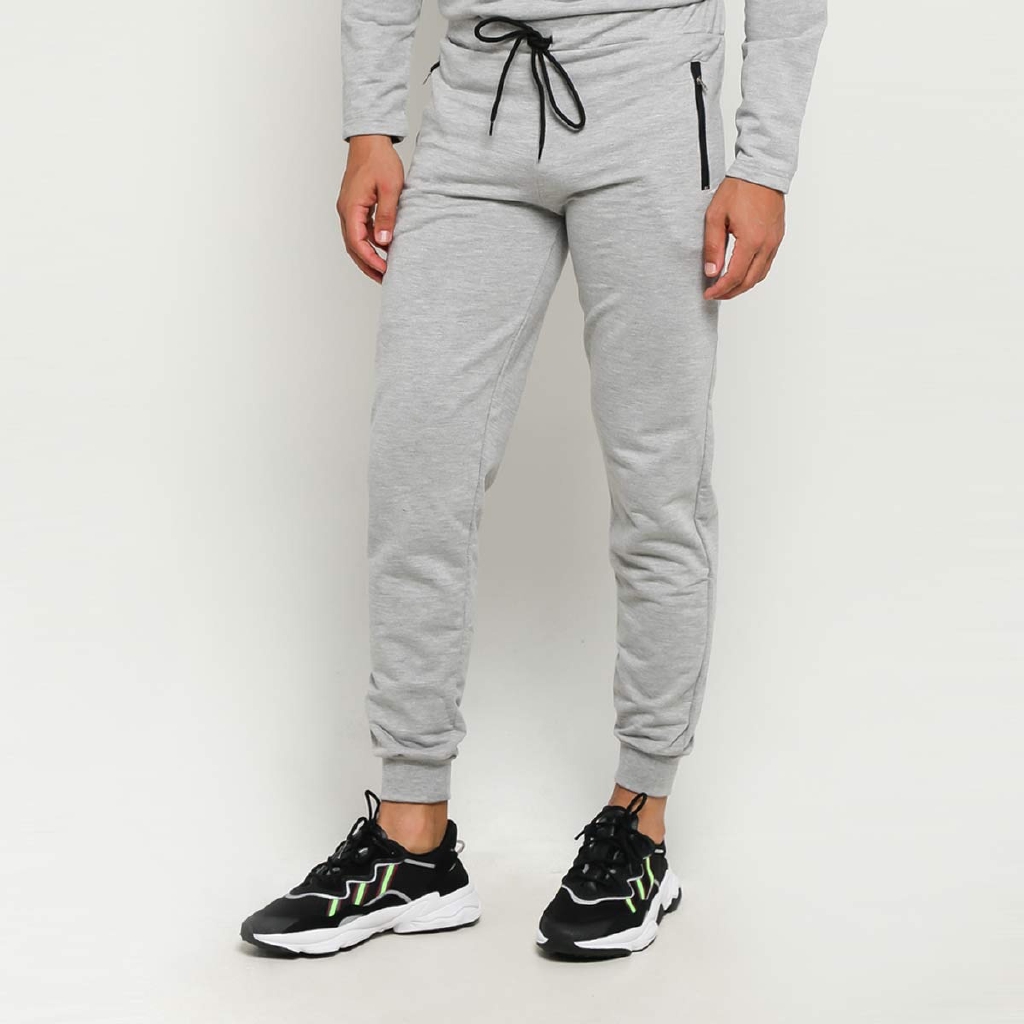 Tales Of Basic Celana Jogger Zipper Abu Muda Grey Melange Tales Of Basic Celana Jogger Zipper Abu Muda Grey Melange