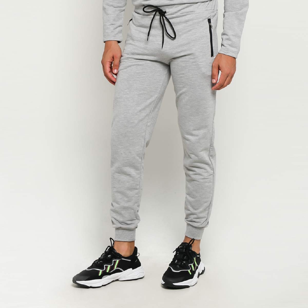 Tales Of Basic Celana Jogger Zipper  Abu Muda Grey Melange 