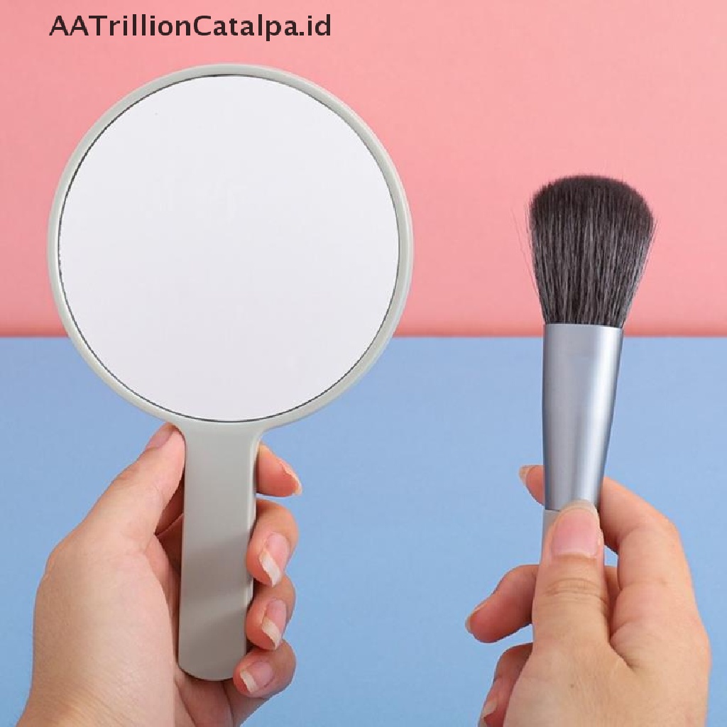 (AATrillionCatalpa) Cermin Makeup Bulat Dengan Gagang