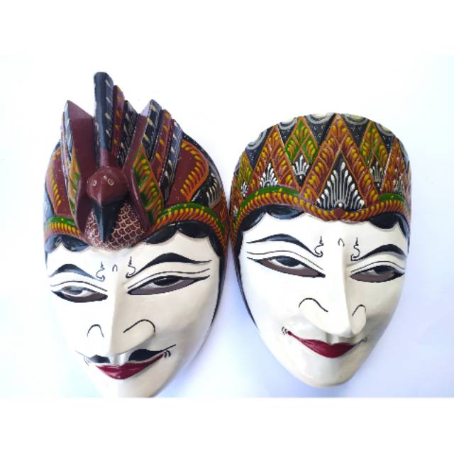Satu Set Topeng Rama Shinta Batik Putih