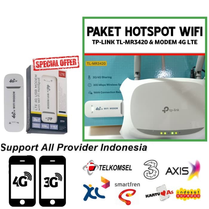 PROMOOO Router Wifi Tp Link Dengan Modem 4G USB Portable Paket Hostpot Murah