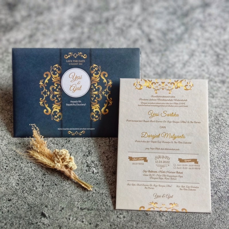 Jual UNDANGAN PERNIKAHAN HARD COVER SINGLE BOARD DENGAN AMPLOP