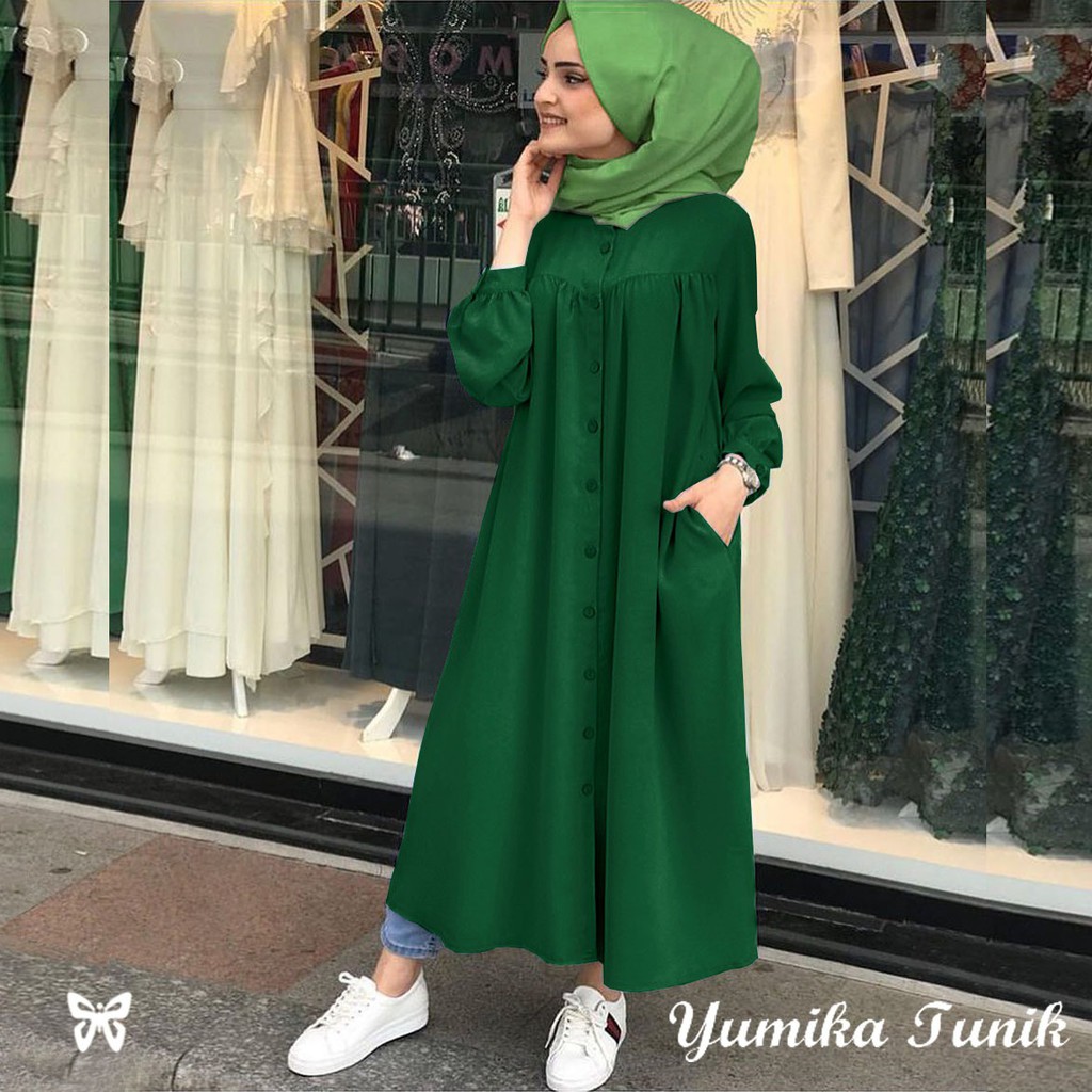 HOPYLOVY - YUMIKA LONG DRESS TUNIK PANJANG WANITA NEW