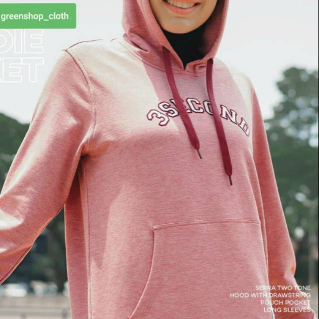 Swetter Hoodie wanita maroon muda 3second ORIGINAL